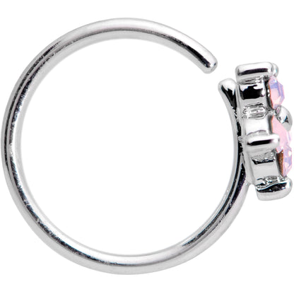20G 5/16 Pink Faux Opal Flower Seamless Circular Ring
