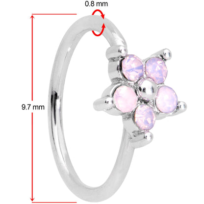 20G 5/16 Pink Faux Opal Flower Seamless Circular Ring