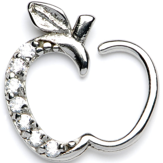 16G 3/8 Clear CZ Gem Tasty Treat Right Apple Closure Ring