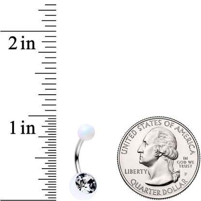 Clear Gem White Pearlescent Acrylic Celestial Rainbow Belly Ring