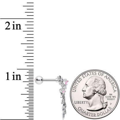 16G 1/4 Pink Gem Sprig of Springtime Left Ear Cartilage Earring