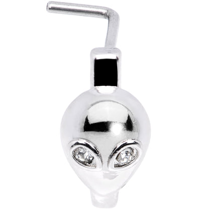 20G Clear Gem Alien Invader Faux Hoop L Shaped Nose Ring