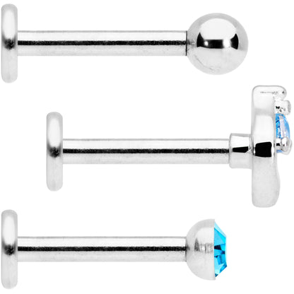 16G 5/16 Aqua Gem Internally Threaded Labret Set