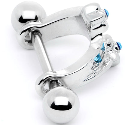 16G 1/2 Blue Gem Cross Crown Cartilage Cuff