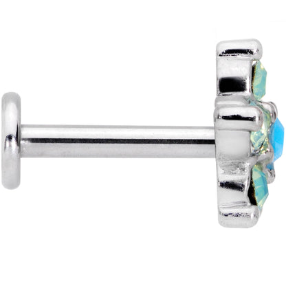 16G 5/16 Blue Faux Opal Internally Threaded Flower Labret