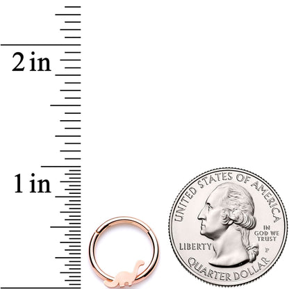 16G 3/8 Rose Gold Tone Tiny Dinosaur Hinged Segment Ring