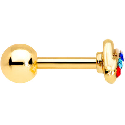 16G 1/4 Multicolor Gem Gold Tone UFO Cartilage Tragus