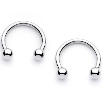 14G 9/16 1/2 Winter Penguins Horseshoe Barbell Nipple Ring Set