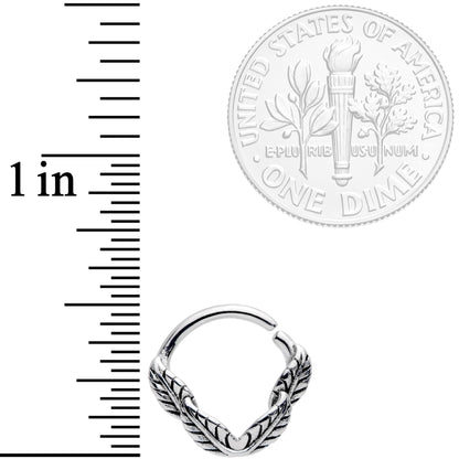 16G 3/8 Ring of Feathers Closure Ring