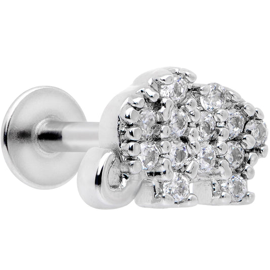 16G 5/16 Clear CZ Gem Lucky Elephant Labret Moroe Tragus