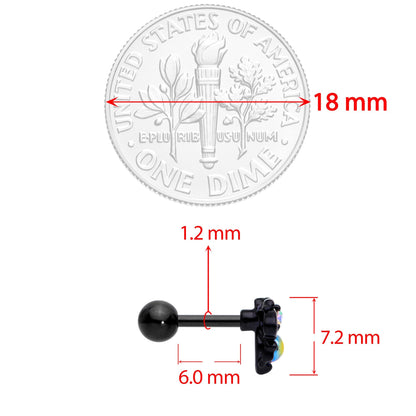 16G 1/4 Aurora Gem Black Busy Bee Cartilage Tragus Earring