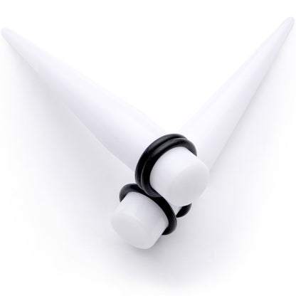 White Acrylic Straight Taper Set Available in Sizes  14G to 00G