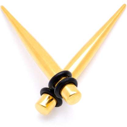 Gold Tone Anodized Straight Taper Set Available in Sizes  12G to 00G