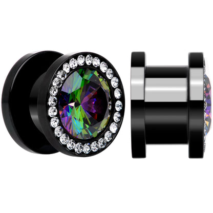 Vitrail Clear CZ Gem Black Hypnotic Screw Fit Plug Set