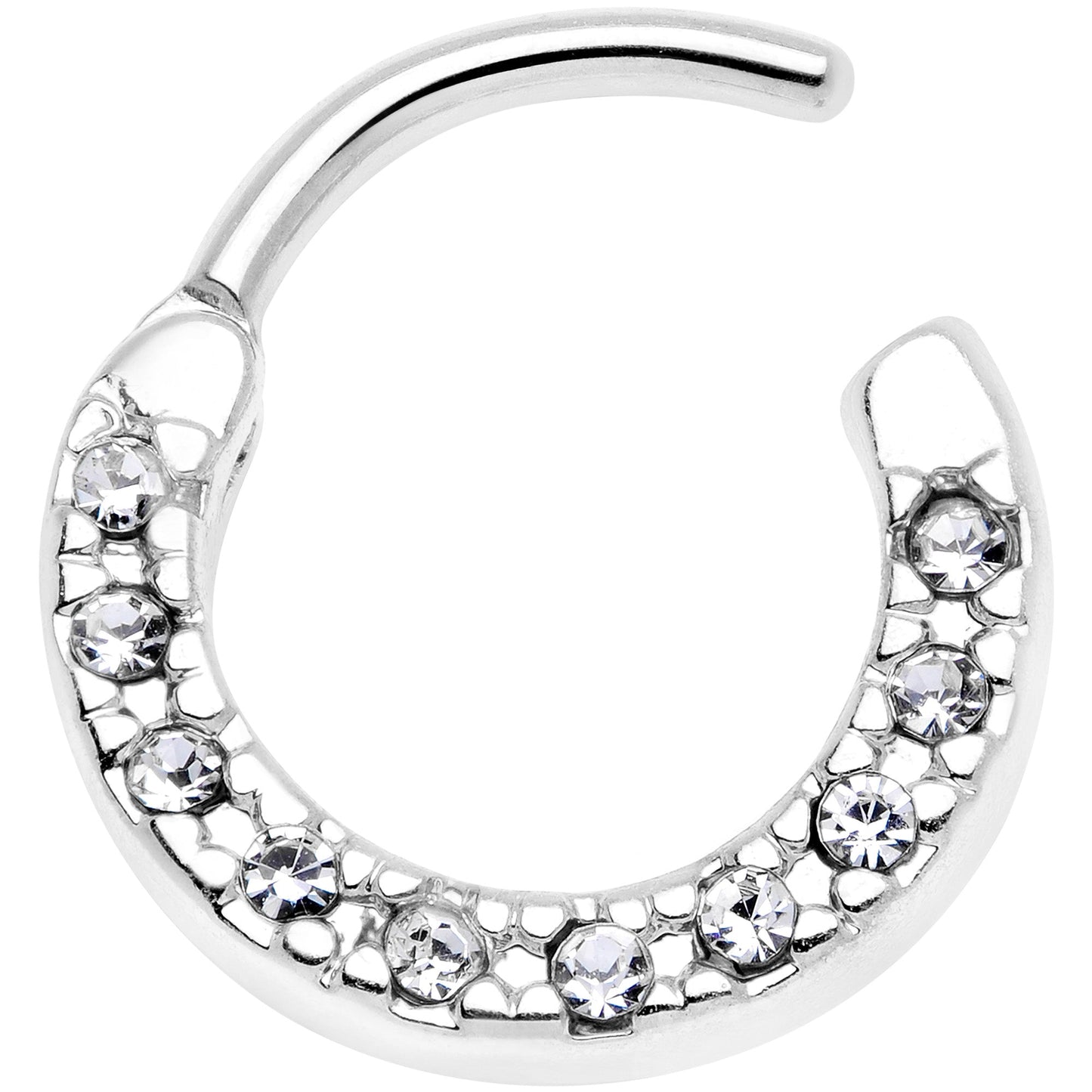 16G 5/16 Clear Gem Paved Cartilage Clicker