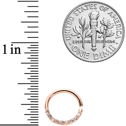 16G 5/16 Clear Gem Rose Gold Tone Elegance Seamless Circular Ring