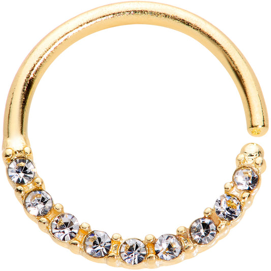 16G 3/8 Clear Gem Gold Tone Simple Elegance Seamless Circular Ring