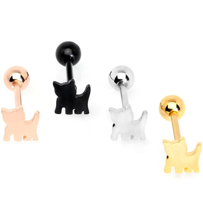 Multicolor Flat Top Kitty Cat Barbell Tongue Ring Set of 4