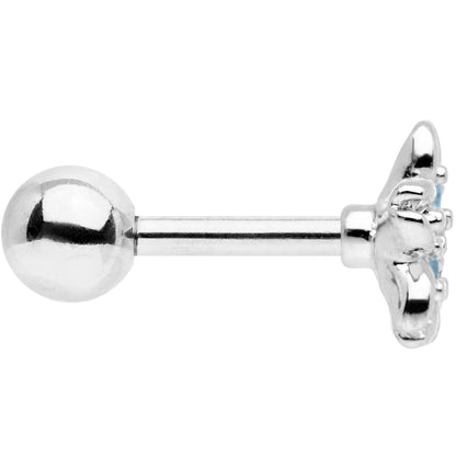 16G 1/4 Aqua Gem Center Flower Cartilage Tragus Earring