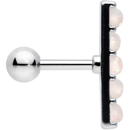 16G 1/4 White Faux Opal Quintuplet Cartilage Tragus Earring