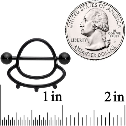 14G 13/16 Black Outer Space UFO Nipple Shield Set