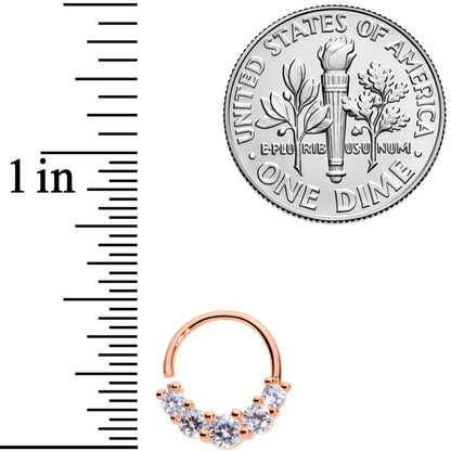 16G 3/8 Clear CZ Gem Cluster Rose Gold Tone Closure Ring