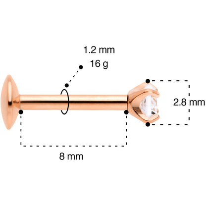 16G 5/16 3mm CZ Rosy G23 Titanium Internally Threaded Labret
