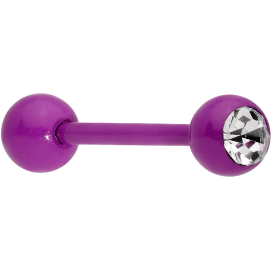 Clear Gem Purple Glow in the Dark Barbell Tongue Ring