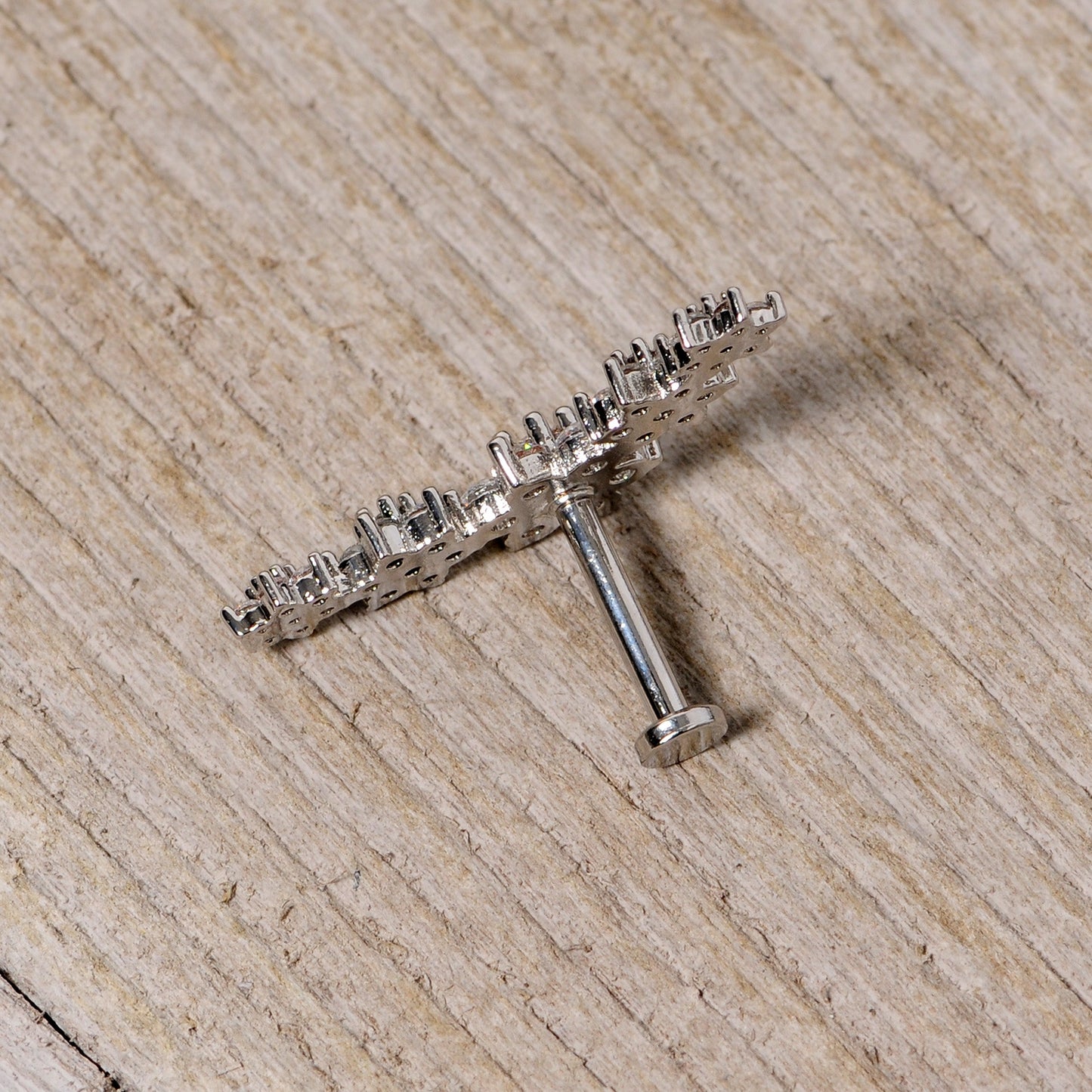 16G 5/16 Clear CZ Gem Floral Internal Thread Labret