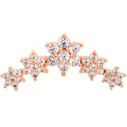 16G 5/16 Clear CZ Rose Gold Tone Floral Internal Thread Labret