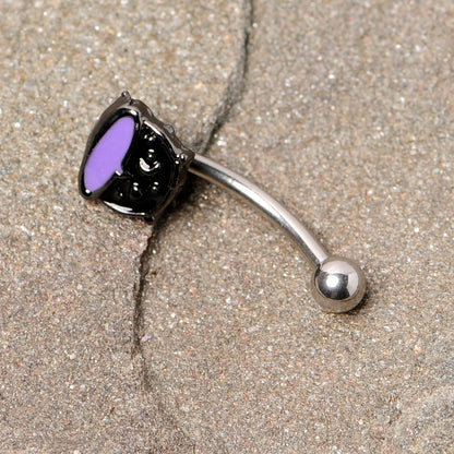 16G 5/16 Black Purple Cauldron Halloween Curved Eyebrow Ring
