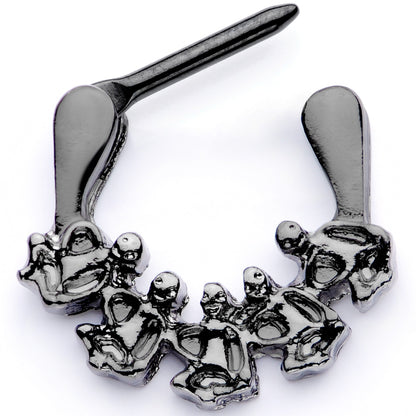 16G 5/16 Black Scary Skeletons Halloween Septum Clicker