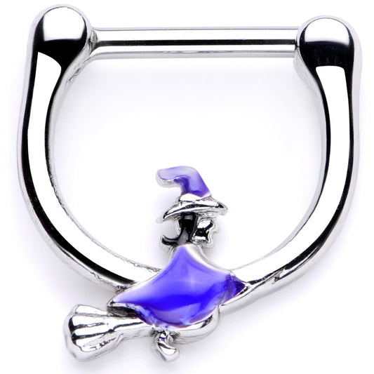 16G 5/16 Blue Spooky Witch Halloween Septum Clicker
