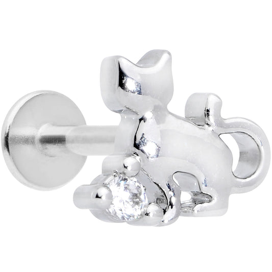 16G 5/16 Clear CZ Gem Elegant Cat Labret Monroe Tragus