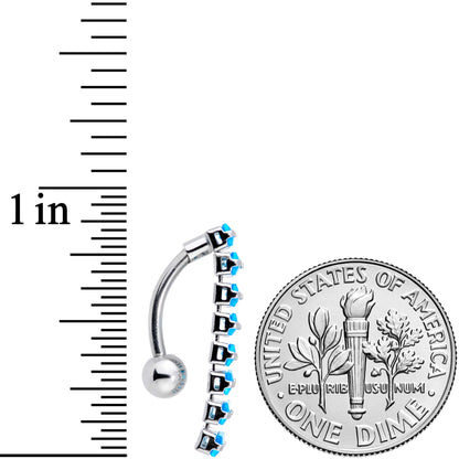 Aqua CZ Gem Band of Beauty Top Mount Belly Ring