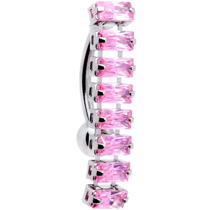 Pink CZ Gem Band of Beauty Top Mount Belly Ring