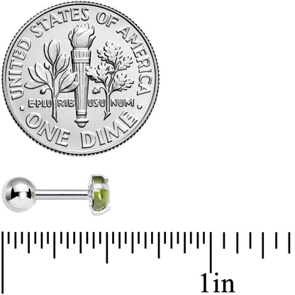 16G 1/4 Green CZ Gem Smooth Hemisphere Cartilage Tragus Earring