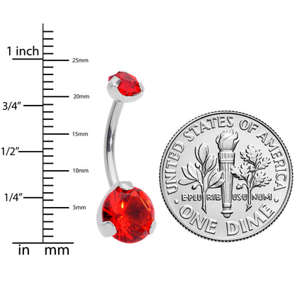 Red CZ Gem Grade 23 Titanium Internally Threaded Belly Ring