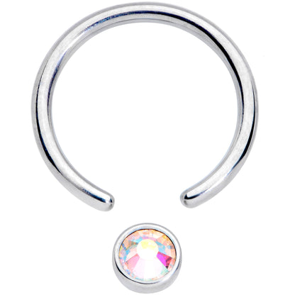 16G 3/8 Aurora Gem 4mm Disc BCR Ball Closure Ring