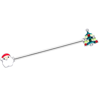 14G Red Gem Santa Christmas Tree Industrial Barbell 38mm