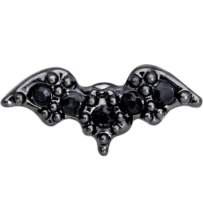 16G 1/4 Black Gem Black Bat Halloween Cartilage Tragus Earring