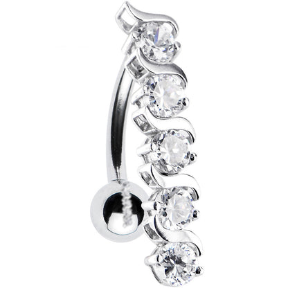 16G Solid 14K White Gold TOP DROP Cubic Zirconia DELIGHT Belly Ring