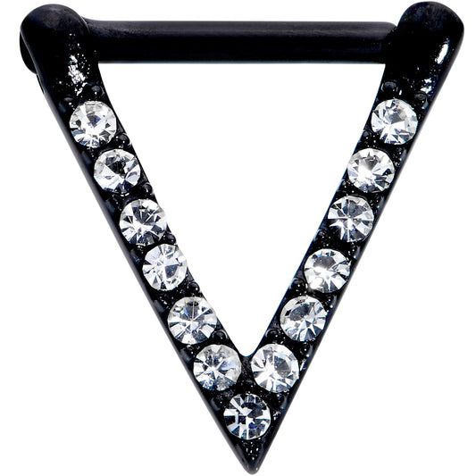 16G 5/16 Clear CZ Gem Black Sleek Triangle Septum Clicker