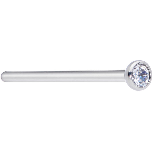 18G 3/4 Clear CZ Gem Grade 23 Titanium Fishtail Nose Ring 2.5mm