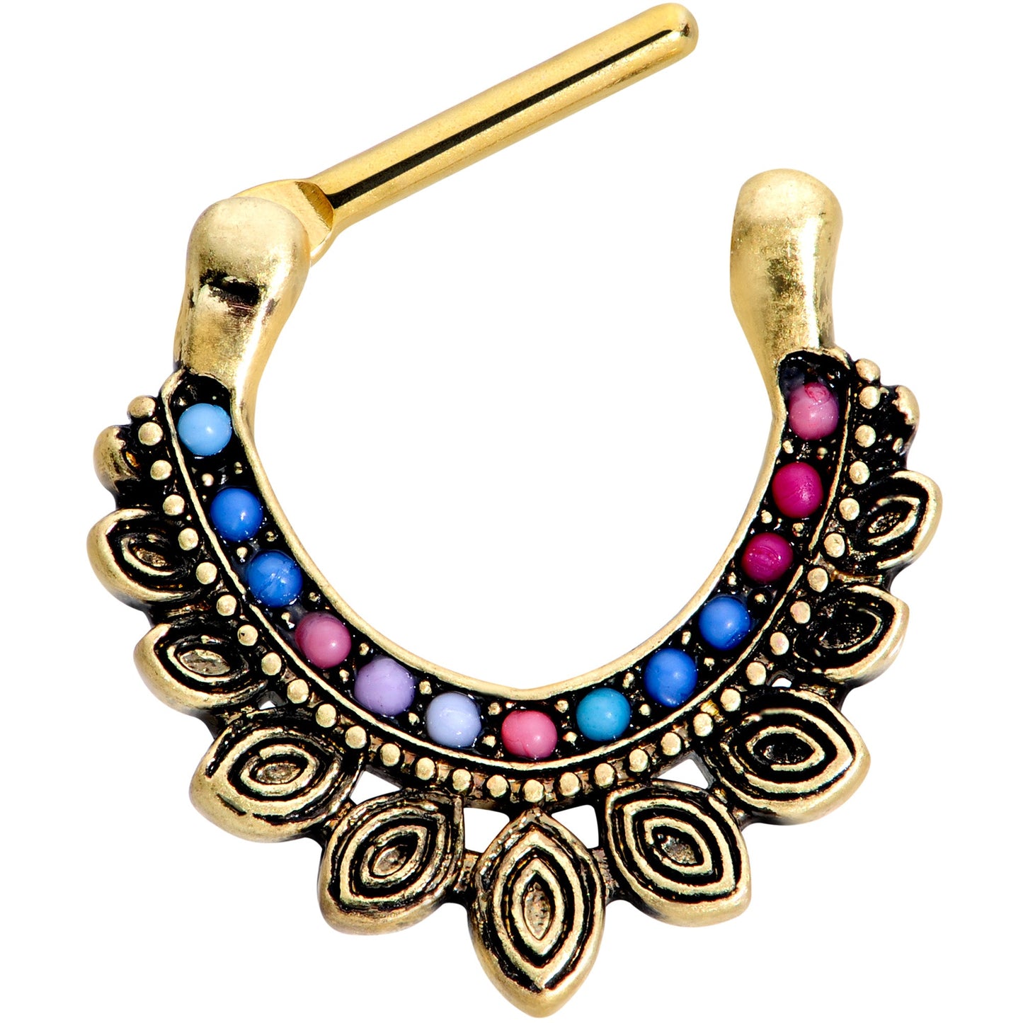 16G 5/16 Gold Tone Rainbow Crest Septum Clicker