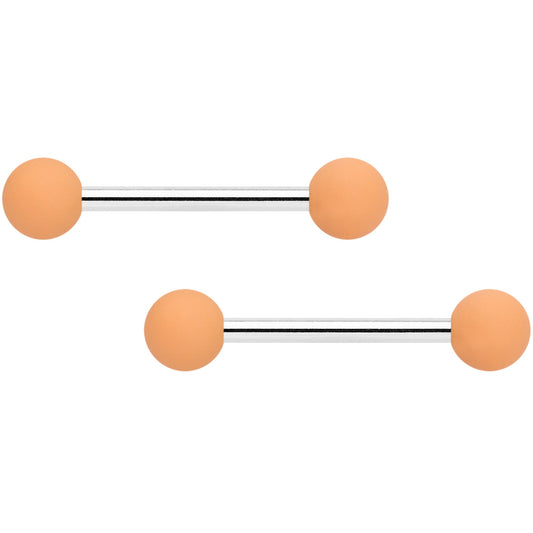14G 9/16 Tan Matte Barbell Nipple Ring Set