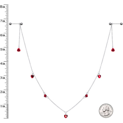 14G 9/16 Red Rose Flower Valentine Dangle Nipple Chain