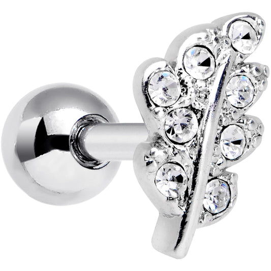 16G 1/4 Clear Gem Elegant Leaves Cartilage Tragus