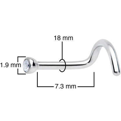 18G Clear 2mm Grade 23 Titanium Press Fit Left Nose Ring Screw