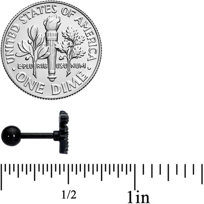 16G 1/4 Clear CZ Gem Black PVD Amazing Om Cartilage Tragus